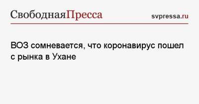 Владимир Дедков - ВОЗ сомневается, что коронавирус пошел с рынка в Ухане - svpressa.ru - Россия - Китай - Ухань