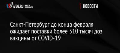 Россия - Санкт-Петербург до конца февраля ожидает поставки более 310 тысяч доз вакцины от COVID-19 - ivbg.ru - Санкт-Петербург