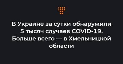 В Украине за сутки обнаружили 5 тысяч случаев COVID-19. Больше всего — в Хмельницкой области - hromadske.ua - Хмельницкая обл.