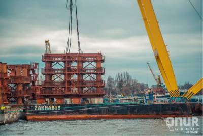 Плавучий кран «Захарий» приступил к строительству вантового моста в Запорожье - inform.zp.ua - Украина - Запорожье