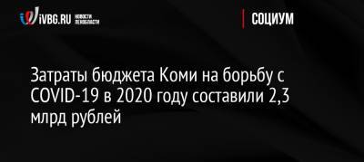 Борис Александров - Россия - Затраты бюджета Коми на борьбу с COVID-19 в 2020 году составили 2,3 млрд рублей - ivbg.ru - республика Коми