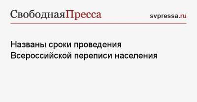 Названы сроки проведения Всероссийской переписи населения - svpressa.ru