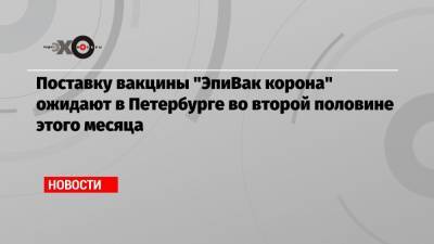 Поставку вакцины «ЭпиВак корона» ожидают в Петербурге во второй половине этого месяца - echo.msk.ru - Санкт-Петербург