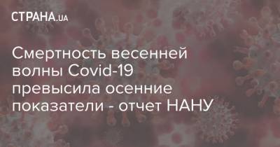 Смертность весенней волны Covid-19 превысила осенние показатели - отчет НАНУ - strana.ua
