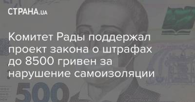 Комитет Рады поддержал проект закона о штрафах до 8500 гривен за нарушение самоизоляции - strana.ua - Киев