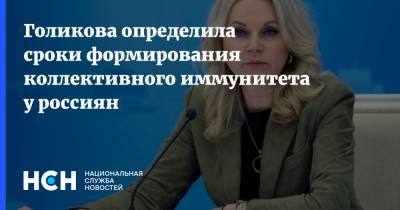 Татьяна Голикова - Голикова определила сроки формирования коллективного иммунитета у россиян - nsn.fm