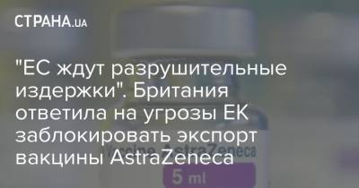 "ЕС ждут разрушительные издержки". Британия ответила на угрозы ЕК заблокировать экспорт вакцины AstraZeneca - strana.ua - Англия - Евросоюз - Брюссель