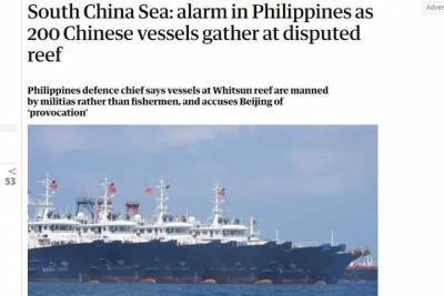 Филиппины обвинили Китай в провокации из-за подошедших 200 судов к коралловому рифу у Палавана - mk.ru - Китай - Филиппины