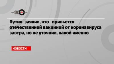 Владимир Путин - Путин заявил, что привьется отечественной вакциной от коронавируса завтра, но не уточнил, какой именно - echo.msk.ru