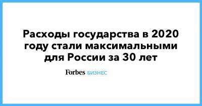 Андрей Чернявский - Расходы государства в 2020 году стали максимальными для России за 30 лет - forbes.ru - Россия