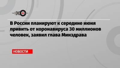 Михаил Мурашко - В России планируют к середине июня привить от коронавируса 30 миллионов человек, заявил глава Минздрава - echo.msk.ru - Россия