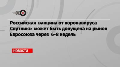 Российская вакцина от коронавируса Спутник» может быть допущена на рынок Евросоюза через 6-8 недель - echo.msk.ru - Россия - Евросоюз