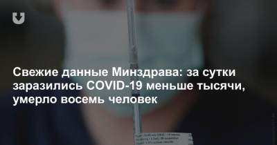 Свежие данные Минздрава: за сутки заразились COVID-19 меньше тысячи, умерло восемь человек - news.tut.by