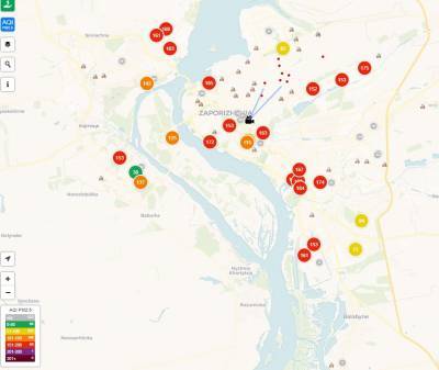 В Запорожье повышенный уровень загрязнения воздуха: карта - inform.zp.ua - Украина - Запорожье