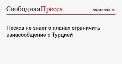 Дмитрий Песков - Песков не знает о планах ограничить авиасообщение с Турцией - svpressa.ru - Турция