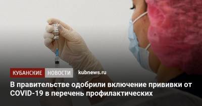 В правительстве одобрили включение прививки от COVID-19 в перечень профилактических - kubnews.ru - Россия