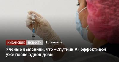 Ученые выяснили, что «Спутник V» эффективен уже после одной дозы - kubnews.ru