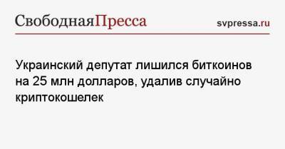 Давид Арахамия - Украинский депутат лишился биткоинов на 25 млн долларов, удалив случайно криптокошелек - svpressa.ru - Турция