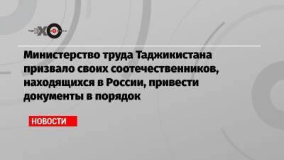 Министерство труда Таджикистана призвало своих соотечественников, находящихся в России, привести документы в порядок - echo.msk.ru - Россия - Таджикистан