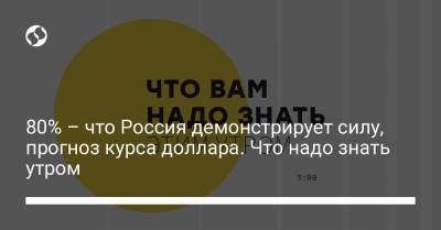 Борис Давиденко - 80% – что Россия демонстрирует силу, прогноз курса доллара. Что надо знать утром - liga.net - Россия - Украина