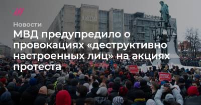 МВД предупредило о провокациях «деструктивно настроенных лиц» на акциях протеста - tvrain.ru