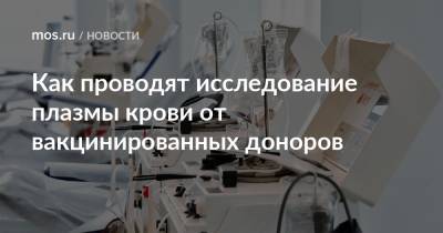 Как проводят исследование плазмы крови от вакцинированных доноров - mos.ru - Москва
