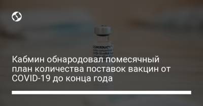 Кабмин обнародовал помесячный план количества поставок вакцин от COVID-19 до конца года - liga.net - Украина