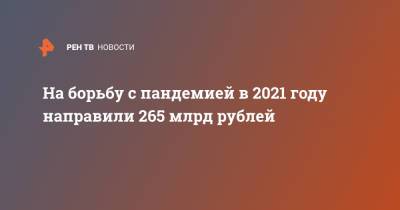 Владимир Путин - Татьяна Голикова - На борьбу с пандемией в 2021 году направили 265 млрд рублей - ren.tv - Санкт-Петербург