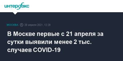 В Москве первые с 21 апреля за сутки выявили менее 2 тыс. случаев COVID-19 - interfax.ru - Москва