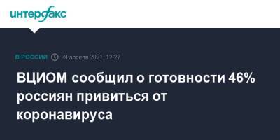 Кирилл Родин - ВЦИОМ сообщил о готовности 46% россиян привиться от коронавируса - interfax.ru - Москва