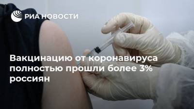 Вакцинацию от коронавируса полностью прошли более 3% россиян - ria.ru - Россия - Москва - округ Чукотка - Сахалинская обл. - округ Ненецкий
