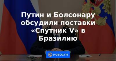 Путин и Болсонару обсудили поставки «Спутник V» в Бразилию - news.mail.ru - Бразилия