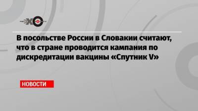 В посольстве России в Словакии считают, что в стране проводится кампания по дискредитации вакцины «Спутник V» - echo.msk.ru - Россия - Словакия