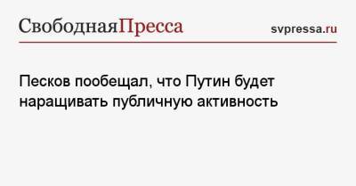 Владимир Путин - Дмитрий Песков - Песков пообещал, что Путин будет наращивать публичную активность - svpressa.ru - Россия - Президент