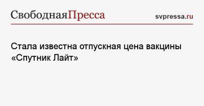 Стала известна отпускная цена вакцины «Спутник Лайт» - svpressa.ru - Россия