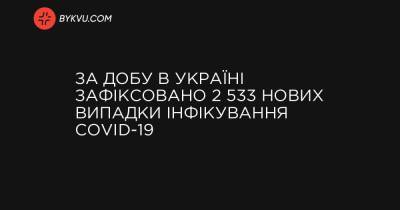 За добу в Україні зафіксовано 2 533 нових випадки інфікування COVID-19 - bykvu.com - Украина - місто Севастополь