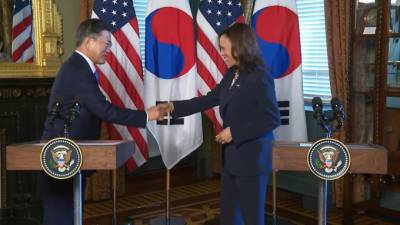 Мун Чжэин - Камалу Харрис - Вице-президента США раскритиковали за невежливый жест - piter.tv - Сша - Южная Корея