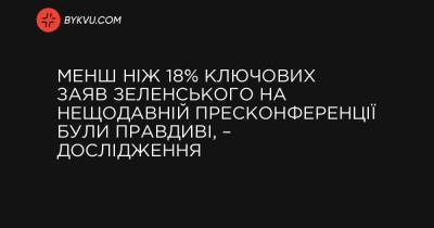 Менш ніж 18% ключових заяв Зеленського на нещодавній пресконференції були правдиві, – дослідження - bykvu.com - Президент