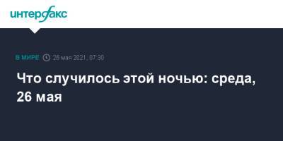Что случилось этой ночью: среда, 26 мая - interfax.ru - Россия - Москва