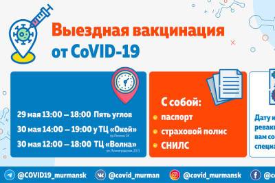 Три мобильных пункта вакцинации от CoVID-19 будут работать на выходных в Мурманске - murmansk.mk.ru - Мурманск