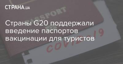 Страны G20 поддержали введение паспортов вакцинации для туристов - strana.ua - Евросоюз