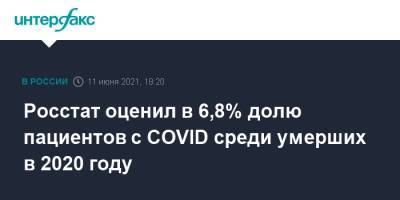 Росстат оценил в 6,8% долю пациентов с COVID среди умерших в 2020 году - interfax.ru - Россия - Москва