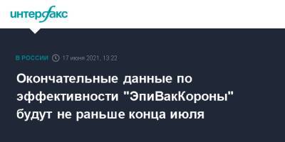 Ринат Максютов - Окончательные данные по эффективности "ЭпиВакКороны" будут не раньше конца июля - interfax.ru - Москва