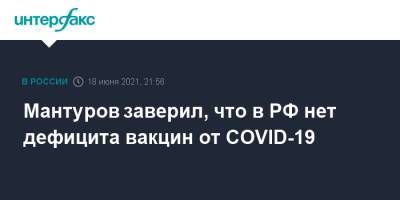 Денис Мантуров - Мантуров заверил, что в РФ нет дефицита вакцин от COVID-19 - interfax.ru - Россия - Москва