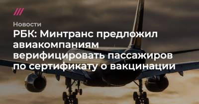 Татьяна Голикова - РБК: Минтранс предложил авиакомпаниям верифицировать пассажиров по сертификату о вакцинации - tvrain.ru