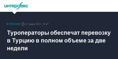 Туроператоры обеспечат перевозку в Турцию в полном объеме за две недели - interfax.ru - Россия - Москва - Турция - Екатеринбург