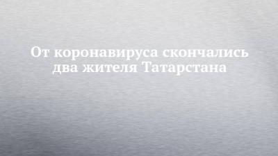 От коронавируса скончались два жителя Татарстана - chelny-izvest.ru - республика Татарстан
