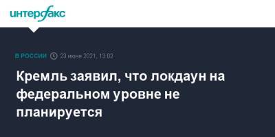 Дмитрий Песков - Кремль заявил, что локдаун на федеральном уровне не планируется - interfax.ru - Россия - Москва