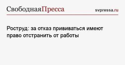 Роструд: за отказ прививаться имеют право отстранить от работы - svpressa.ru - Россия