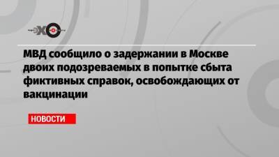 МВД сообщило о задержании в Москве двоих подозреваемых в попытке сбыта фиктивных справок, освобождающих от вакцинации - echo.msk.ru - Москва
